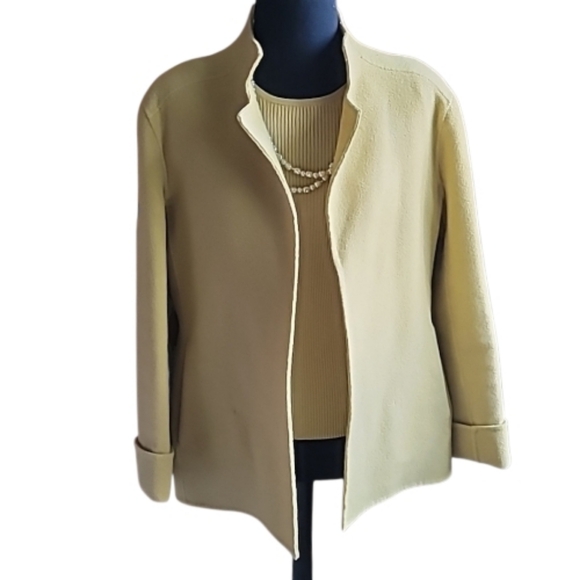 Jones New York Jackets & Blazers - Jones NY jacket and sweater chartreuse wool quiet luxury coquette preppy